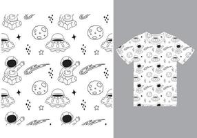 naadloze astronaut illustratie met tshirt ontwerp premium vector