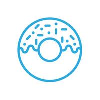 eps10 blauwe vector donut lijn kunst pictogram geïsoleerd op een witte achtergrond. geglazuurde cake overzichtssymbool in een eenvoudige, platte trendy moderne stijl voor uw websiteontwerp, logo, pictogram en mobiele applicatie