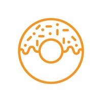 eps10 oranje vector donut lijn kunst pictogram geïsoleerd op een witte achtergrond. geglazuurde cake overzichtssymbool in een eenvoudige, platte trendy moderne stijl voor uw websiteontwerp, logo, pictogram en mobiele applicatie