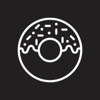 eps10 witte vector donut lijn kunst pictogram geïsoleerd op zwarte achtergrond. geglazuurde cake overzichtssymbool in een eenvoudige, platte trendy moderne stijl voor uw websiteontwerp, logo, pictogram en mobiele applicatie