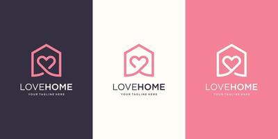 liefde huis logo ontwerpen sjabloon. huis gecombineerd met hart. vector