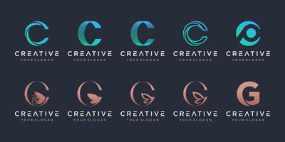 set van creatieve letter c logo ontwerpsjabloon. pictogrammen voor zaken van elegant, eenvoudig. vector
