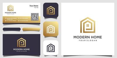 bouw huislogo-ontwerp met lijnkunststijl. home build abstract voor logo en visitekaartje ontwerp vector