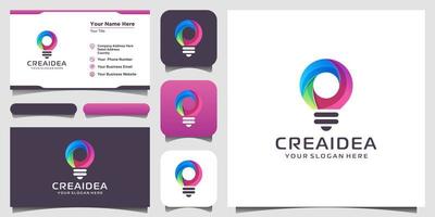 creatieve lamp lamp logo icoon en visitekaartje ontwerp. lamp digitaal en technologisch idee vector