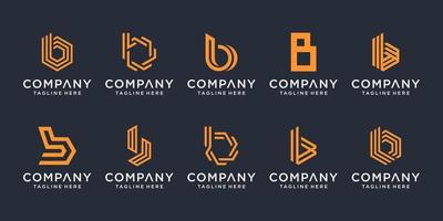 set van creatieve monogram letter b logo ontwerpsjabloon. het logo kan worden gebruikt voor een bouwbedrijf. vector