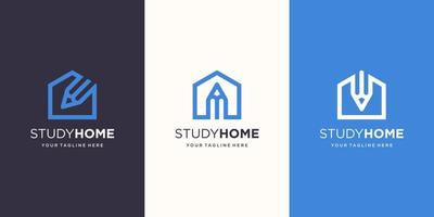 studie huis logo ontwerpen sjabloon. potlood gecombineerd met huis. vector