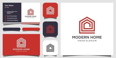 bouw huislogo-ontwerp met lijnkunststijl. home build abstract voor logo en visitekaartje ontwerp vector