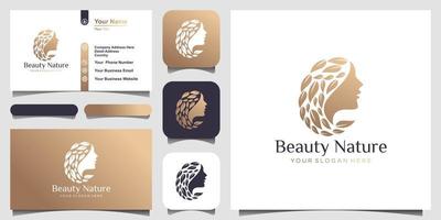 vrouw kapsalon logo en visitekaartje ontwerp. abstract ontwerpconcept voor schoonheidssalon, massage, tijdschrift, cosmetica en spa. vector