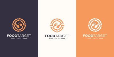 doel voedsel logo ontwerpen sjabloon. symbool lepel en vork gecombineerd met doelbord. vector