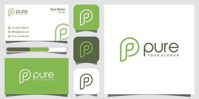 letter p-logo vormt een blad met groene kleur, puur natuur logo concept, eenvoudige initiële blad logo vector