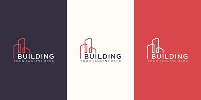 werk merk gebouw logo ontwerp met lijn concept. stadsbouwsamenvatting voor inspiratie voor logo-ontwerp. visitekaartje ontwerp vector