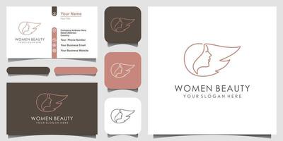 minimalistisch vrouwengezicht en kapsalon logo-ontwerp vector