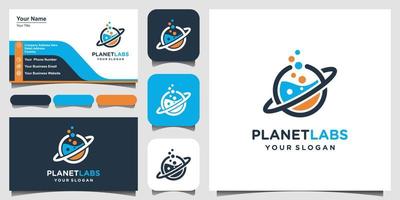 creatieve planeet baan arbeidslab abstracte logo ontwerp sjabloon vectorillustratie en visitekaartje ontwerp. vector