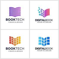 digitaal boek logo-ontwerp. elektronische boek logo sjabloon. online leren logo ontwerpen vector. logo en visitekaartje. vector