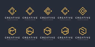 set van creatieve abstracte monogram logo ontwerpsjabloon. pictogrammen voor zaken van luxe, elegant, eenvoudig. letter c, letter m. vector
