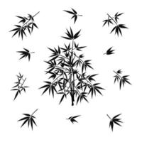 vectorillustratie van bamboe boom silhouetten. set van verschillende twijgen vector