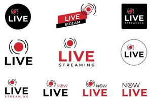 verzameling van live streaming-symbolen voor web en app. livestream pictogramserie. platte vectorillustratie vector