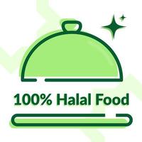 100 procent halal voedselmenu in de schotelillustratie vector