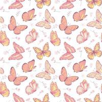 illustratie mooie vlinder en bloem botanisch blad naadloos patroon voor liefde bruiloft valentijnsdag of arrangement uitnodiging ontwerp wenskaart vector