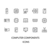 computer componenten pictogrammen instellen. computercomponenten pack symbool vectorelementen voor infographic web vector