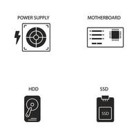 computer componenten pictogrammen instellen. computercomponenten pack symbool vectorelementen voor infographic web vector