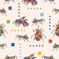 abstract kleurrijk insecten kubisme surrealisme stijl ontwerp decoratie naadloos patroon premie vector