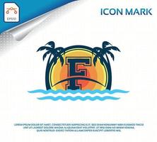 strandlogo met letter f premium vector