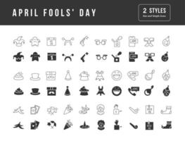 vector eenvoudige iconen van de dag van de dwaas van april