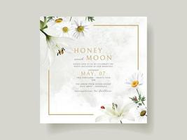 mooie bloemen en lieveheersbeestjes bruiloft uitnodigingskaart vector