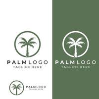 palmboomlogo, palm met golven en zon. met behulp van het bewerken van illustratorsjabloonontwerp. vector