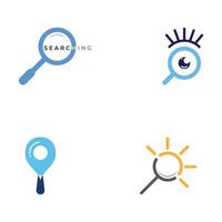 logo zoeken of ontdekken, logo zoeken op combinatie, lab, maan, locatie, vinkje, golf en zon. logo met eenvoudige illustratiebewerking. vector