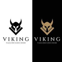 Viking krijger helm logo met gehoornde helm en Viking met de letter v. het logo kan worden gebruikt voor boten, sport en anderen. vector