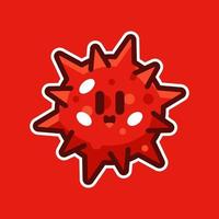 schattige rode virus cartoon vectorillustratie vector