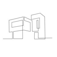 continu een lijntekening modern huis logo vector