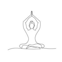 yoga continu één lijntekening vector