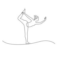 yoga continu één lijntekening vector