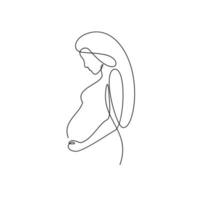 één lijntekening van een gelukkige zwangere vrouw vector