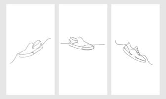 set vector doorlopende lijntekening sneakers