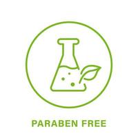 parabenen chemische gratis groene cirkel stempel. geen conserveermiddel, veiligheid bio productlijn icoon. gratis plastic eco biologisch cosmetisch label. kwaliteit voedsel symbool. parabenenvrij logo. geïsoleerde vectorillustratie. vector