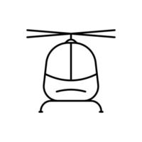 zwarte vlieg helikopter lijn icoon. luchtvaart vervoer pictogram. militair, medisch helikopter overzicht icoon. civiele romp symbool. helikopter draaien teken. bewerkbare streek. geïsoleerde vectorillustratie. vector