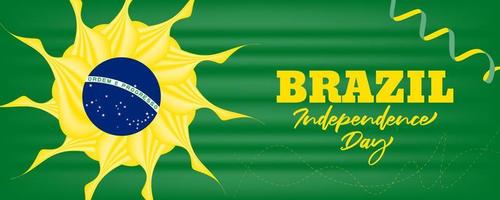 brazilië onafhankelijkheidsdag achtergrond met braziliaanse vlag-zwaaiende ontwerp illustratie vector