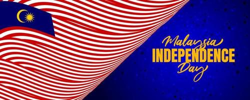 Maleisië onafhankelijkheidsdag met vlag-zwaaiende 3D-achtergrondontwerp vector