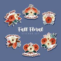 herfst bloemen sticker set vector