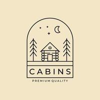 cabine minimalistische lijn art badge logo vector sjabloon illustratie ontwerp