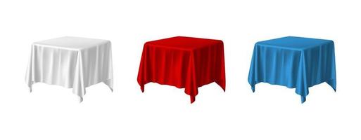 3D-realistische vector pictogram illustratie. tafelkleed in witte, rode en blauwe kleur. geïsoleerd.