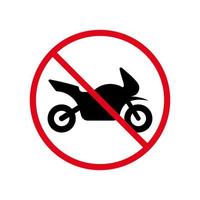 verbod motorfiets zwart silhouet pictogram. beperkte motorparkeerplaats verboden pictogram. verboden moto fiets rood stop cirkel symbool. aandacht geen motor verkeersbord. geïsoleerde vectorillustratie. vector