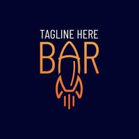 ontwerpsjabloon voor raket en bar-logo met typografische stijl vector