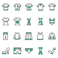 kleding en kleding pictogrammen vector