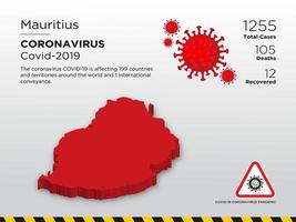 mauritius getroffen landkaart van coronavirus vector