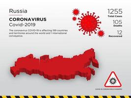 Rusland getroffen landkaart van coronavirus vector